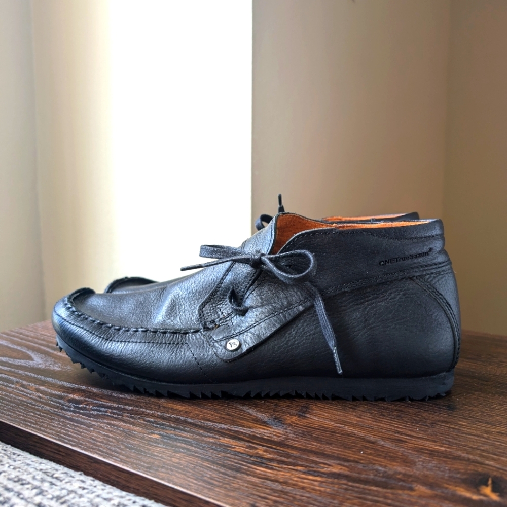 One True Saxon Northern Wizard Bowline Black Half Moc Toe Side Lace Boots Shoes